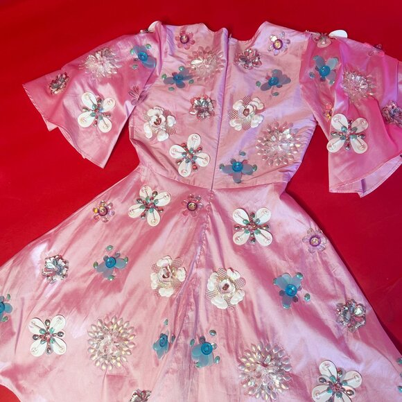 ASOS Embellished Pink Floral Dress – Size 2 US – Hand-Beaded Party Dream - Picture 8 of 12